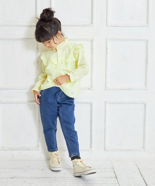 MAKE YOUR DAY(メイクユアデイ)の「フリルブラウス■80~140cm(シャツ/ブラウス・キッズ・ブルー/オフホワイト/イエロー/ストライプ・120/140/100/130/110/80/90)」の11枚目の写真