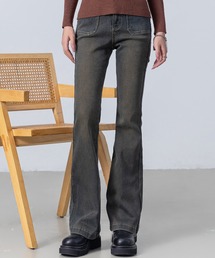 DAY CLOSET | レディース 裏起毛ブーツカット風きれいめフレアデニムパンツ ストレッチ 暖かい(デニムパンツ)