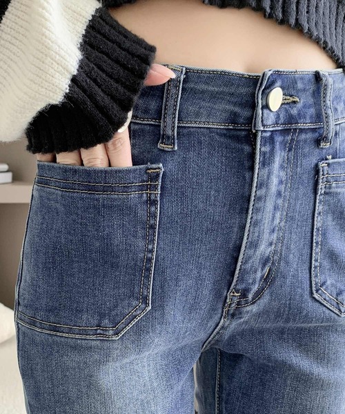 DAY CLOSET（デイ クローゼット）の「【吸湿発熱/裏起毛/大きいサイズ有】冬もぽかぽか ブーツカット風きれいめフレアデニムパンツ ストレッチ 暖かい レディース（デニムパンツ・レディース・ブラック/ブルー/ライトブルー/ダークグレー/ブルー系その他/インディゴブルー・2XL/M/XS/L/S/XL）」の16枚目の写真