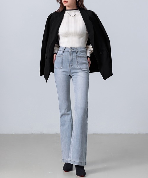 【ステラ期】Chloe 01ss フランス製 ブーツカットフレアデニム ブルー ステラ期】Chloe 01ss フランス製 ブーツカットフレアデニム ブルー