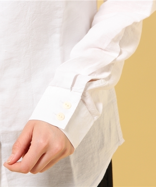 GIORDANO（ジョルダーノ）の「[GIORDANO]ロールアップリネン長袖シャツ（シャツ/ブラウス・レディース・ホワイト/ホワイト×ネイビー/ブルー/インディゴブルー・MEDIUM/LARGE）」の16枚目の写真