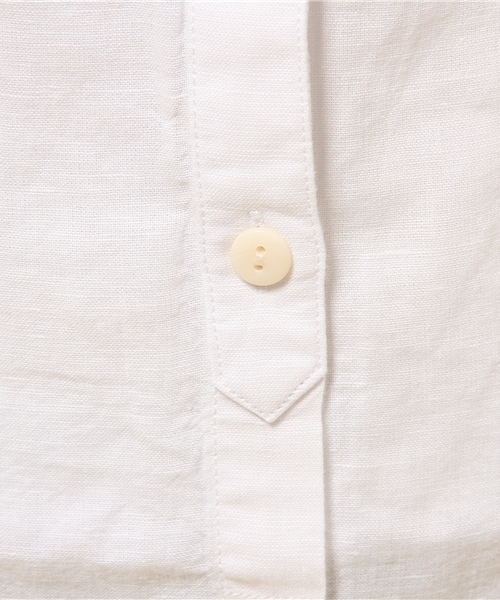 GIORDANO（ジョルダーノ）の「[GIORDANO]ロールアップリネン長袖シャツ（シャツ/ブラウス・レディース・ホワイト/ホワイト×ネイビー/ブルー/インディゴブルー・MEDIUM/LARGE）」の7枚目の写真