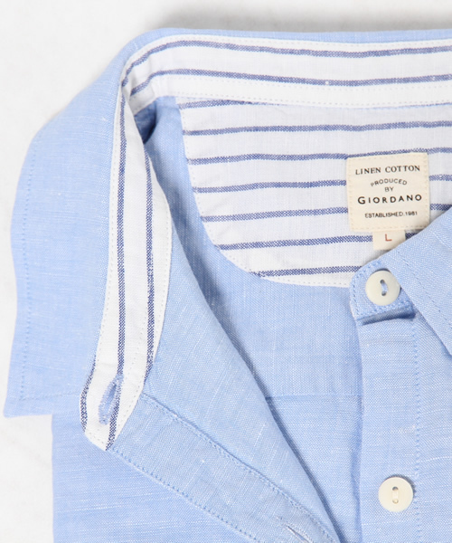 GIORDANO（ジョルダーノ）の「[GIORDANO]ロールアップリネン長袖シャツ（シャツ/ブラウス・レディース・ホワイト/ホワイト×ネイビー/ブルー/インディゴブルー・MEDIUM/LARGE）」の18枚目の写真