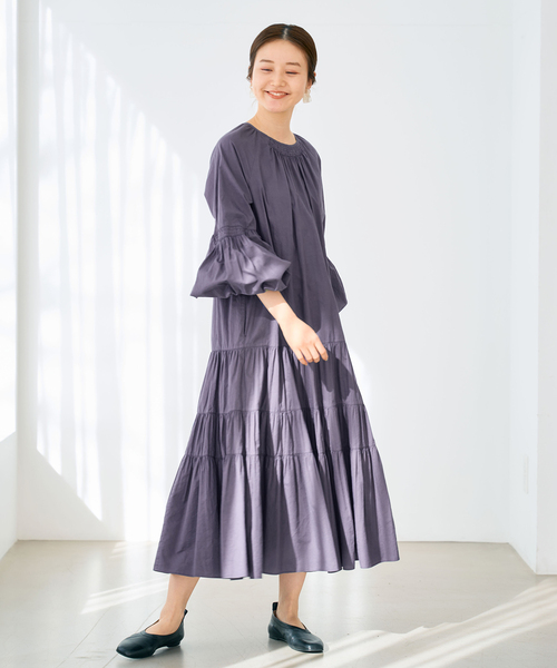 IENA（イエナ）の「コットンティアードドレス（ワンピース・レディース・グリーン/ネイビー・36/38）」の9枚目の写真