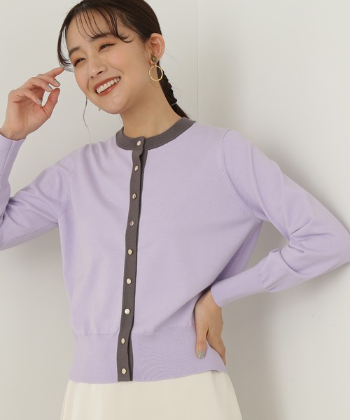 N.（N. Natural Beauty Basic）（エヌエヌナチュラルビューティーベーシック）の「◆ゴールドボタンバイカラーカーディガン（カーディガン/ボレロ・レディース・ネイビー/オフホワイト/ピンク/ブルー・MEDIUM）」の4枚目の写真