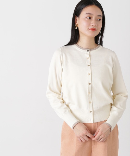 N.（N. Natural Beauty Basic）（エヌエヌナチュラルビューティーベーシック）の「◆ゴールドボタンバイカラーカーディガン（カーディガン/ボレロ・レディース・ネイビー/オフホワイト/ピンク/ブルー・MEDIUM）」の13枚目の写真