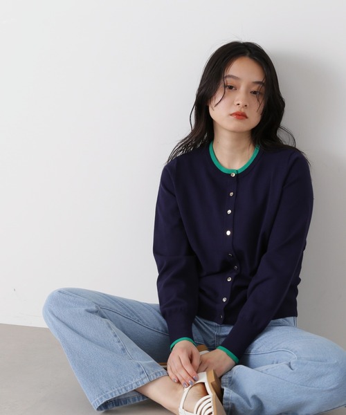 N.（N. Natural Beauty Basic）（エヌエヌナチュラルビューティーベーシック）の「◆ゴールドボタンバイカラーカーディガン（カーディガン/ボレロ・レディース・ネイビー/オフホワイト/ピンク/ブルー・MEDIUM）」の20枚目の写真