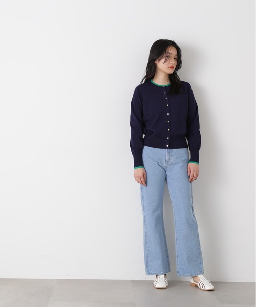 N.（N. Natural Beauty Basic）（エヌエヌナチュラルビューティーベーシック）の「◆ゴールドボタンバイカラーカーディガン（カーディガン/ボレロ・レディース・ネイビー/オフホワイト/ピンク/ブルー・MEDIUM）」の9枚目の写真