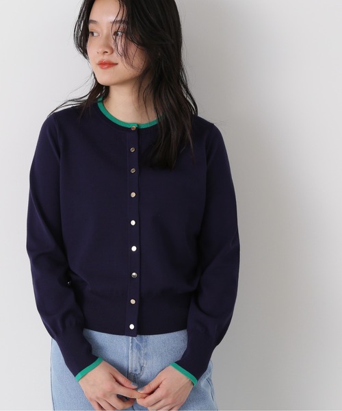 N.（N. Natural Beauty Basic）（エヌエヌナチュラルビューティーベーシック）の「◆ゴールドボタンバイカラーカーディガン（カーディガン/ボレロ・レディース・ネイビー/オフホワイト/ピンク/ブルー・MEDIUM）」の7枚目の写真