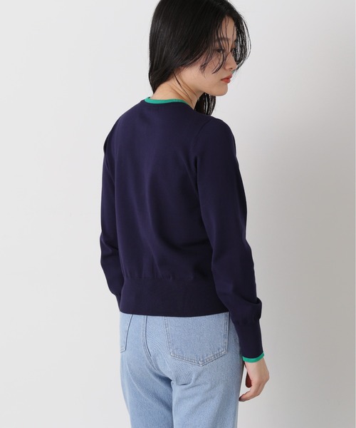 N.（N. Natural Beauty Basic）（エヌエヌナチュラルビューティーベーシック）の「◆ゴールドボタンバイカラーカーディガン（カーディガン/ボレロ・レディース・ネイビー/オフホワイト/ピンク/ブルー・MEDIUM）」の8枚目の写真