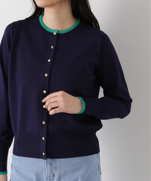 N.（N. Natural Beauty Basic）（エヌエヌナチュラルビューティーベーシック）の「◆ゴールドボタンバイカラーカーディガン（カーディガン/ボレロ・レディース・ネイビー/オフホワイト/ピンク/ブルー・MEDIUM）」の15枚目の写真