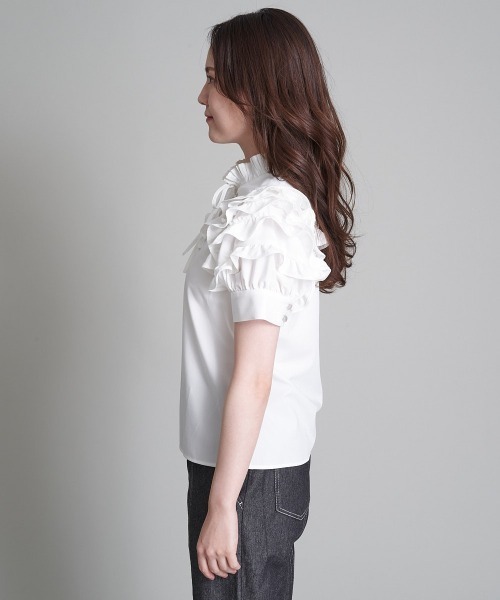 A de a.v.v（アードアー・ヴェ・ヴェ）の「フリルスリーブリボンブラウス（シャツ/ブラウス・レディース・ホワイト/ミント/ブラック・SMALL/MEDIUM/36/38）」の9枚目の写真