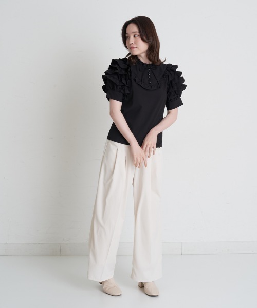 A de a.v.v（アードアー・ヴェ・ヴェ）の「フリルスリーブリボンブラウス（シャツ/ブラウス・レディース・ホワイト/ミント/ブラック・SMALL/MEDIUM/36/38）」の21枚目の写真