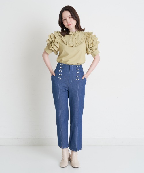 A de a.v.v（アードアー・ヴェ・ヴェ）の「フリルスリーブリボンブラウス（シャツ/ブラウス・レディース・ホワイト/ミント/ブラック・SMALL/MEDIUM/36/38）」の22枚目の写真