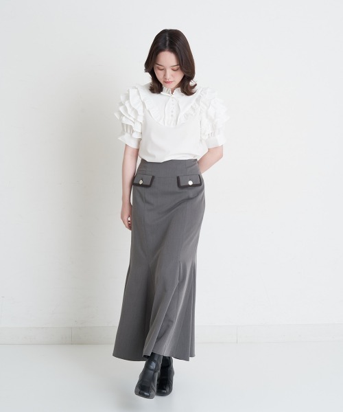 A de a.v.v（アードアー・ヴェ・ヴェ）の「フリルスリーブリボンブラウス（シャツ/ブラウス・レディース・ホワイト/ミント/ブラック・SMALL/MEDIUM/36/38）」の18枚目の写真