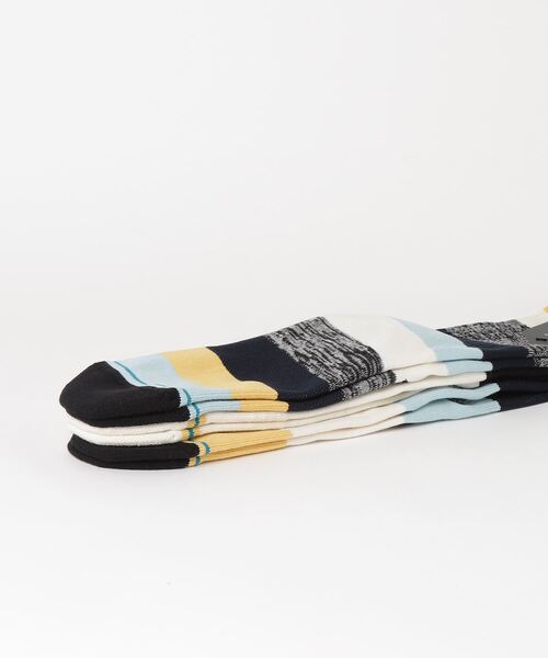 STANCE（スタンス）の「【STANCE/スタンス】MELBOURNE 3 PACK / ギフトにも最適！ 吸湿 通気性アソートボーダーパターン3Pパックハイソックス（3足組）（ソックス/靴下・メンズ・ダークパープル・LARGE）」の3枚目の写真