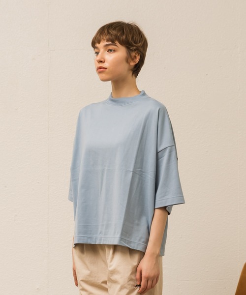 ALLUMER（アリュメール）の「オーバーサイズモックネックTシャツ（Tシャツ/カットソー・レディース・ホワイト/ピンク/サックスブルー/ブラック・1）」の21枚目の写真