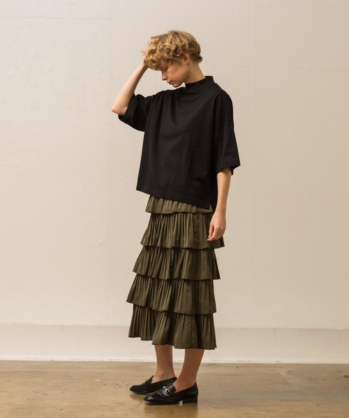 ALLUMER（アリュメール）の「オーバーサイズモックネックTシャツ（Tシャツ/カットソー・レディース・ホワイト/ピンク/サックスブルー/ブラック・1）」の17枚目の写真