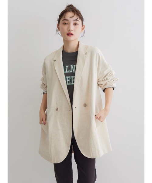 AMERICAN HOLIC（アメリカンホリック）の「Wボタンドロップショルダーテーラードジャケット2（テーラードジャケット・レディース・ライトベージュ・M/L）」の6枚目の写真