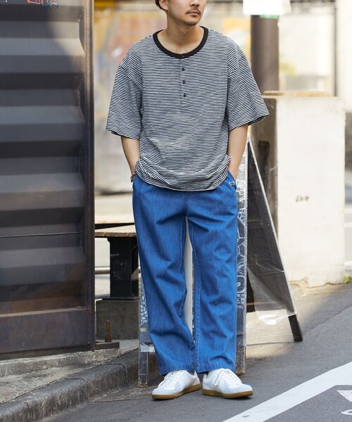 HINSON（ヒンソン）の「HINSON/ヒンソン 別注 ヘンリーネックスラブ半袖 TEE/半袖Tシャツ（Tシャツ/カットソー・メンズ・ホワイト/ブラック/オリーブ/ホワイト×ブラック・MEDIUM/LARGE）」の10枚目の写真