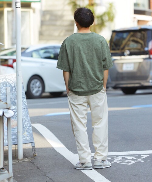 HINSON（ヒンソン）の「HINSON/ヒンソン 別注 ヘンリーネックスラブ半袖 TEE/半袖Tシャツ（Tシャツ/カットソー・メンズ・ホワイト/ブラック/オリーブ/ホワイト×ブラック・MEDIUM/LARGE）」の5枚目の写真