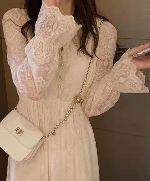 gossip！ロサンゼルス（ゴシップロサンゼルス）の「レーシー/シックワンピース（ワンピース・レディース・オフホワイト・S/M/L）」の4枚目の写真