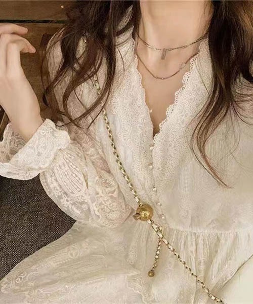 gossip！ロサンゼルス（ゴシップロサンゼルス）の「レーシー/シックワンピース（ワンピース・レディース・オフホワイト・S/M/L）」の5枚目の写真