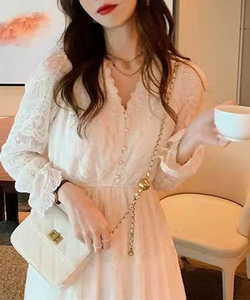 gossip！ロサンゼルス（ゴシップロサンゼルス）の「レーシー/シックワンピース（ワンピース・レディース・オフホワイト・S/M/L）」の6枚目の写真