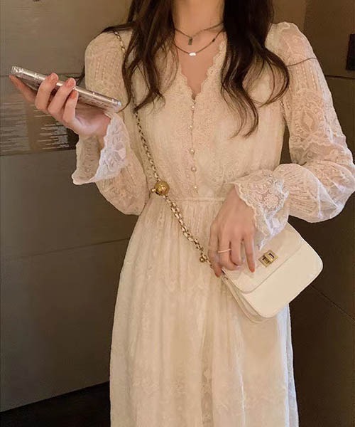 gossip！ロサンゼルス（ゴシップロサンゼルス）の「レーシー/シックワンピース（ワンピース・レディース・オフホワイト・S/M/L）」の8枚目の写真