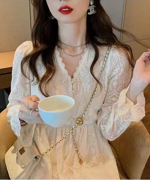 gossip！ロサンゼルス（ゴシップロサンゼルス）の「レーシー/シックワンピース（ワンピース・レディース・オフホワイト・S/M/L）」の12枚目の写真