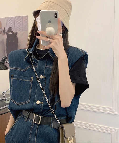 meJane(ミージェーン)の「デニムジレ×ロングスカート セットアップ(セットアップ・レディース・インディゴブルー・M/L)」の12枚目の写真