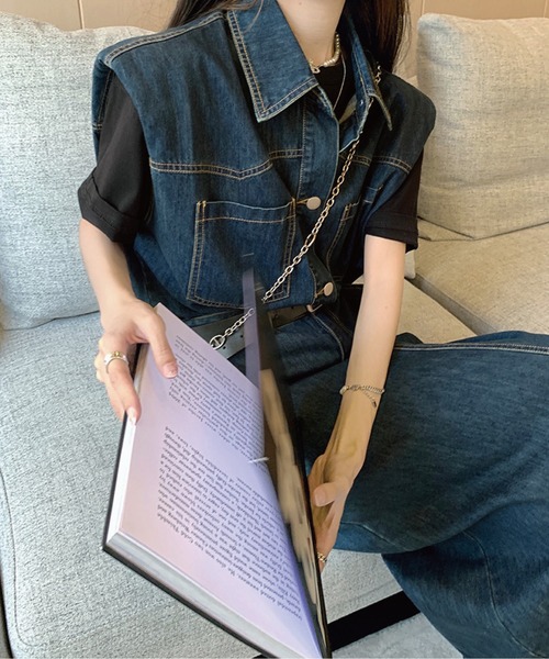 meJane(ミージェーン)の「デニムジレ×ロングスカート セットアップ(セットアップ・レディース・インディゴブルー・M/L)」の17枚目の写真