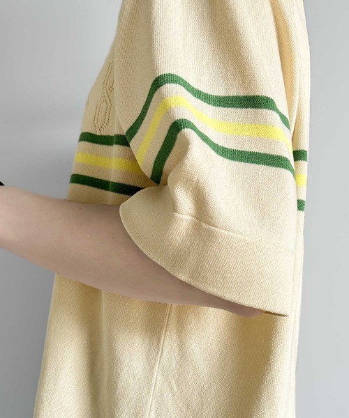 Java（ジャバ）の「《JaVaジャバ 別注》大人のヴィンテージライク。レトロボーダーニットポロシャツ（ポロシャツ・レディース・ベージュ/ブラウン/ライトグレー/ブルー・LARGE/MEDIUM/SMALL/X-LARGE）」の15枚目の写真