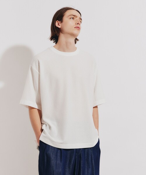 tk.TAKEO KIKUCHI（ティーケータケオキクチ）の「◆エステルヘンケイワッフルカットソー（Tシャツ/カットソー・メンズ・ブラック/ホワイト/ブラウン系・02/03）」の2枚目の写真