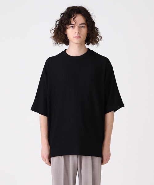 tk.TAKEO KIKUCHI（ティーケータケオキクチ）の「◆エステルヘンケイワッフルカットソー（Tシャツ/カットソー・メンズ・ブラック/ホワイト/ブラウン系・02/03）」の5枚目の写真