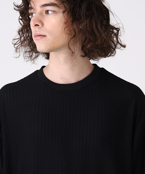 tk.TAKEO KIKUCHI（ティーケータケオキクチ）の「◆エステルヘンケイワッフルカットソー（Tシャツ/カットソー・メンズ・ブラック/ホワイト/ブラウン系・02/03）」の8枚目の写真