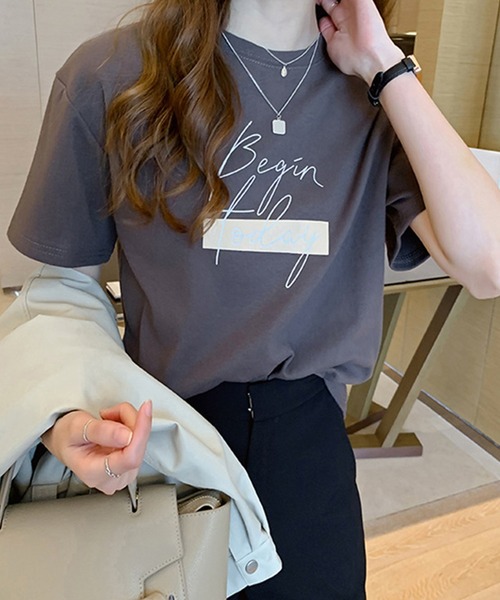 Lace Ladies（レースレディース）の「筆記ロゴ半袖Tシャツ（Tシャツ/カットソー・レディース・グレー/ブラック/ホワイト・FREE）」の3枚目の写真