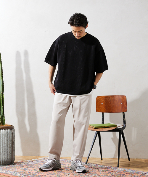 JOURNAL STANDARD relume（ジャーナルスタンダード　レリューム）の「【半袖ニット+カットソーの2点SET】リサイクルポリエステル サマーニット ”BIAS”（Tシャツ/カットソー・メンズ・ブラック/グレー/ストーン/ベージュ系その他/ブルー系その他/イエロー・MEDIUM/LARGE）」の7枚目の写真