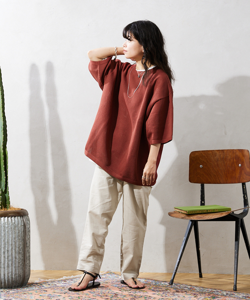 JOURNAL STANDARD relume（ジャーナルスタンダード　レリューム）の「【半袖ニット+カットソーの2点SET】リサイクルポリエステル サマーニット ”BIAS”（Tシャツ/カットソー・メンズ・ブラック/グレー/ストーン/ベージュ系その他/ブルー系その他/イエロー・MEDIUM/LARGE）」の13枚目の写真