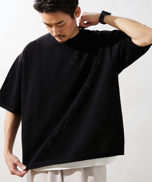 JOURNAL STANDARD relume（ジャーナルスタンダード　レリューム）の「【半袖ニット+カットソーの2点SET】リサイクルポリエステル サマーニット ”BIAS”（Tシャツ/カットソー・メンズ・ブラック/グレー/ストーン/ベージュ系その他/ブルー系その他/イエロー・MEDIUM/LARGE）」の19枚目の写真