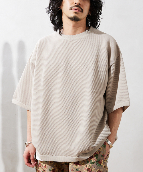 JOURNAL STANDARD relume（ジャーナルスタンダード　レリューム）の「【半袖ニット+カットソーの2点SET】リサイクルポリエステル サマーニット ”BIAS”（Tシャツ/カットソー・メンズ・ブラック/グレー/ストーン/ベージュ系その他/ブルー系その他/イエロー・MEDIUM/LARGE）」の22枚目の写真