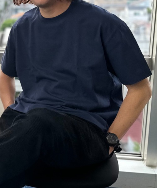 NAVY（ネイビー）の「NAVY U.S.コットン100％ 無地Tシャツ（Tシャツ/カットソー・メンズ・グレイッシュベージュ/チャコール/ミント/グリーン/ホワイト/ネイビー/ブラック/マスタード・M/L/XL/S）」の7枚目の写真