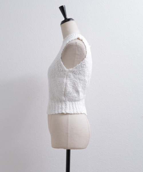 pois ニットベスト　ホワイト セール】ポコポコニットベスト（ベスト）｜leimn（レイムン）の