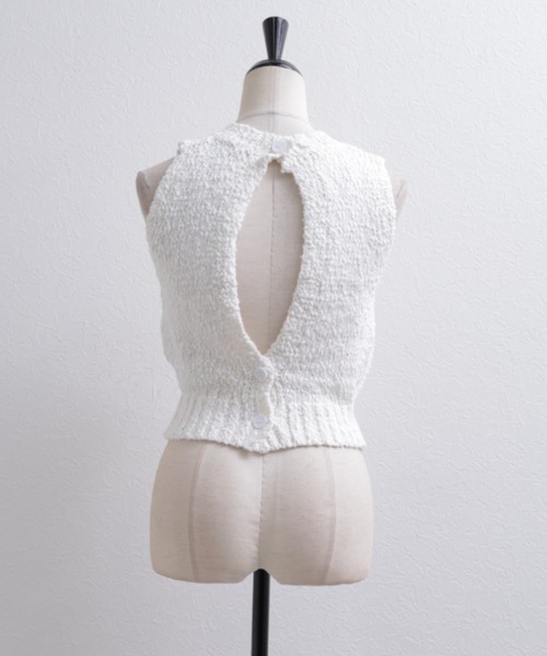 pois ニットベスト　ホワイト セール】ポコポコニットベスト（ベスト）｜leimn（レイムン）の
