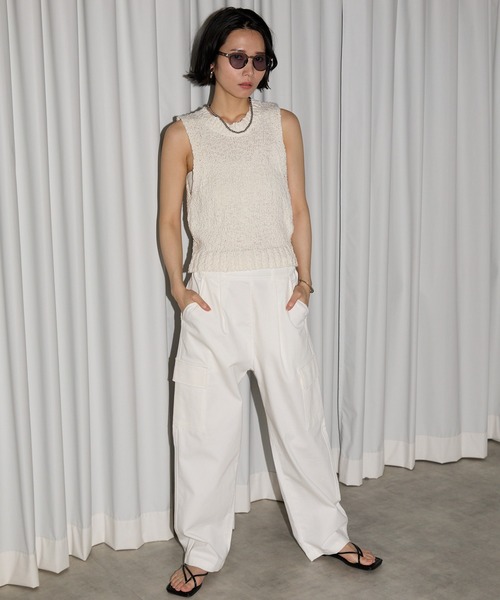 leimn（レイムン）の「ポコポコニットベスト（ベスト・レディース・ホワイト/ブラック・MEDIUM）」の5枚目の写真