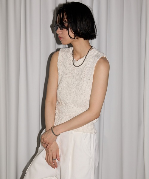 leimn（レイムン）の「ポコポコニットベスト（ベスト・レディース・ホワイト/ブラック・MEDIUM）」の8枚目の写真