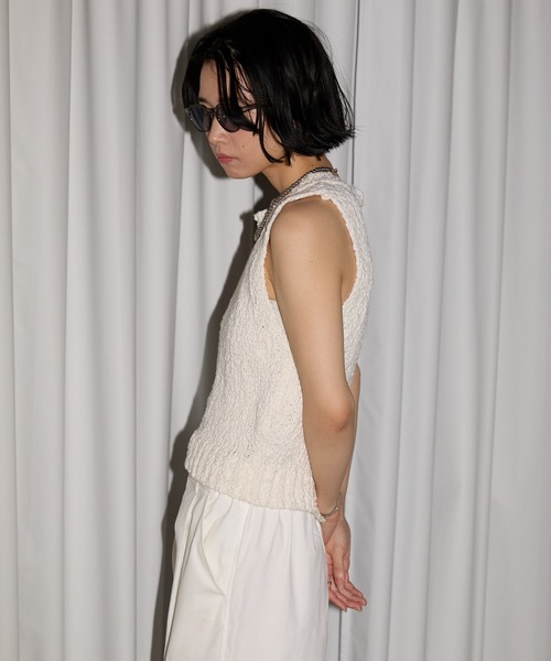 leimn（レイムン）の「ポコポコニットベスト（ベスト・レディース・ホワイト/ブラック・MEDIUM）」の10枚目の写真