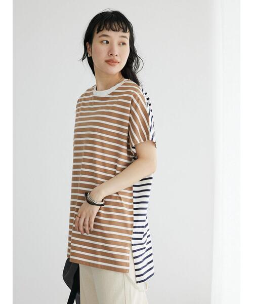 CRAFT STANDARD BOUTIQUE(クラフトスタンダードブティック)の「前後配色ボーダーTee(Tシャツ/カットソー・レディース・グリーン/ブラウン/ネイビー/ブルー・FREE)」の21枚目の写真