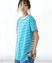 前後配色ボーダーTee