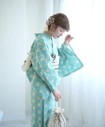 utatane 浴衣3点セット 綿麻 モノクロ点描麻の葉 utatane 浴衣 浴衣3点セット 綿麻 モノクロ点描麻の葉
